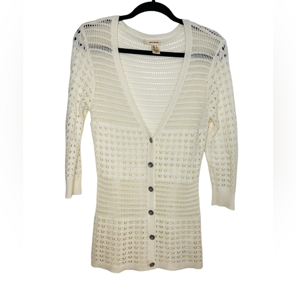 DKNY Off White Womens knit Cardigan size small